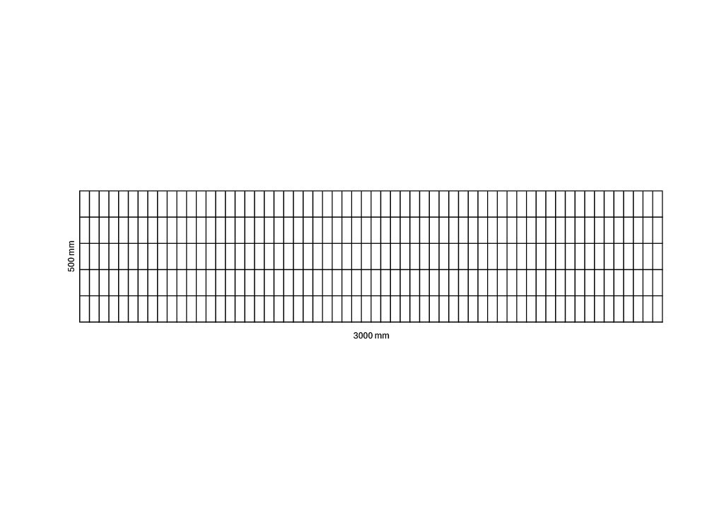 Gabion net 3000x500 mm, mesh 50x100 mm