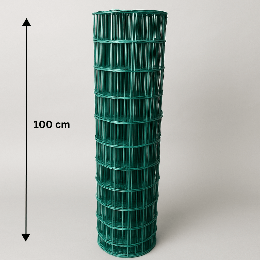 Welded plastic coated mesh Metuje - green - height 100 cm, mesh 100*75 mm, roll 25 m