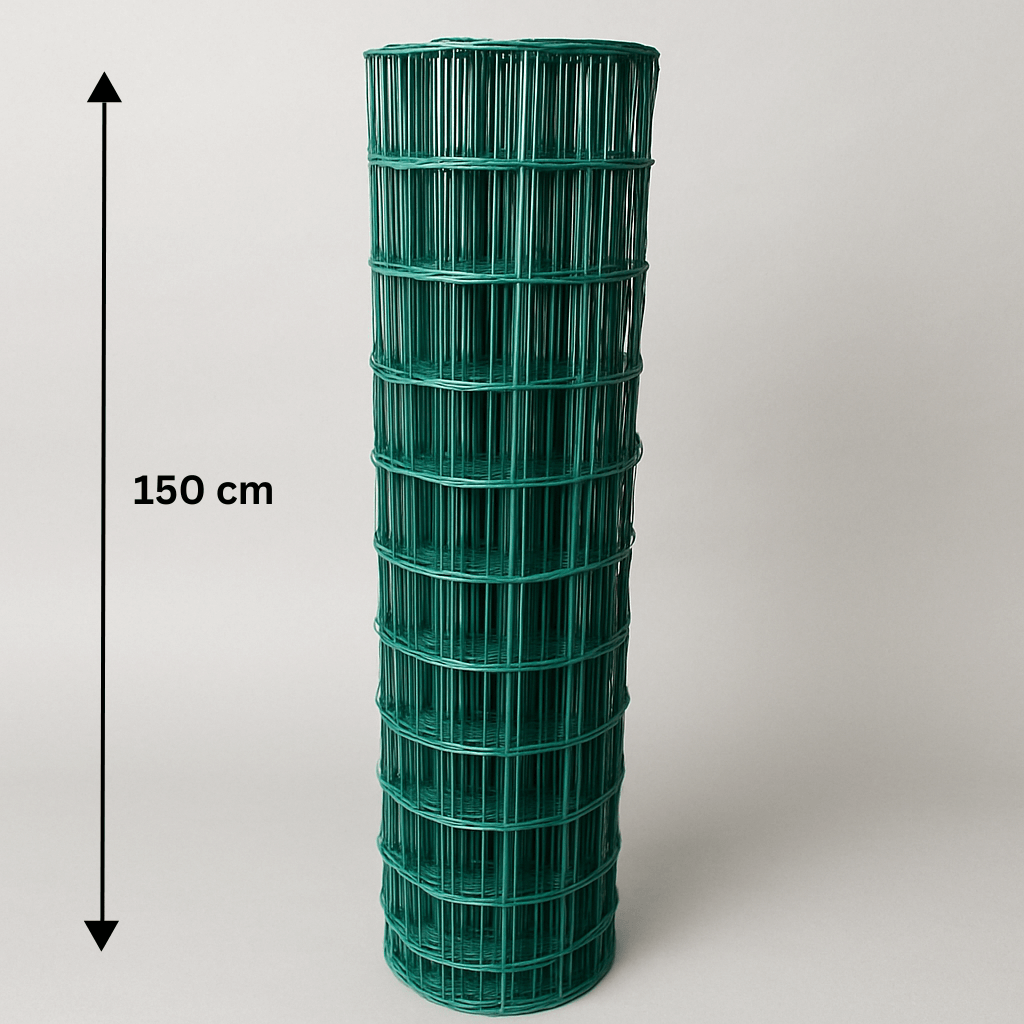 Welded plastic coated mesh Metuje - green - height 150 cm, mesh 100*50 mm, roll 25 m