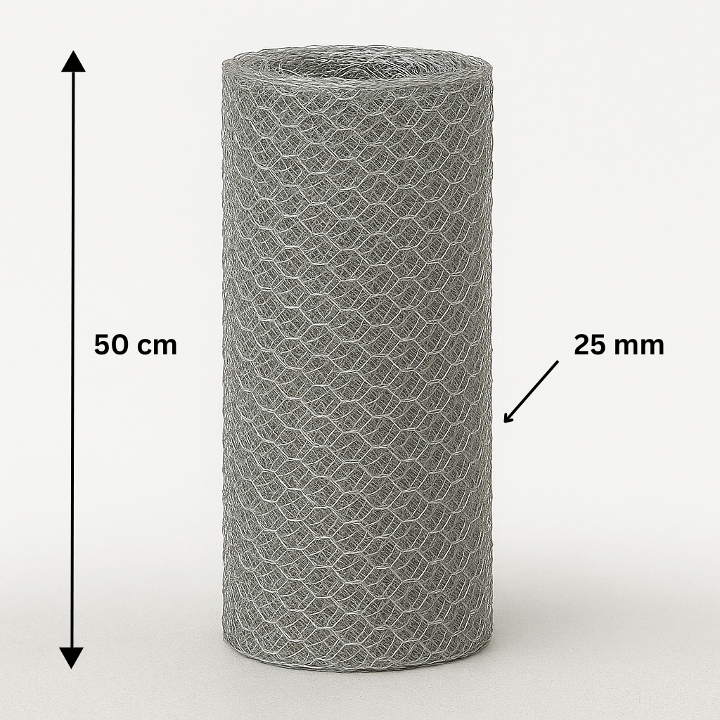 Hexagonal galvanized mesh 25/0.8/500/10m
