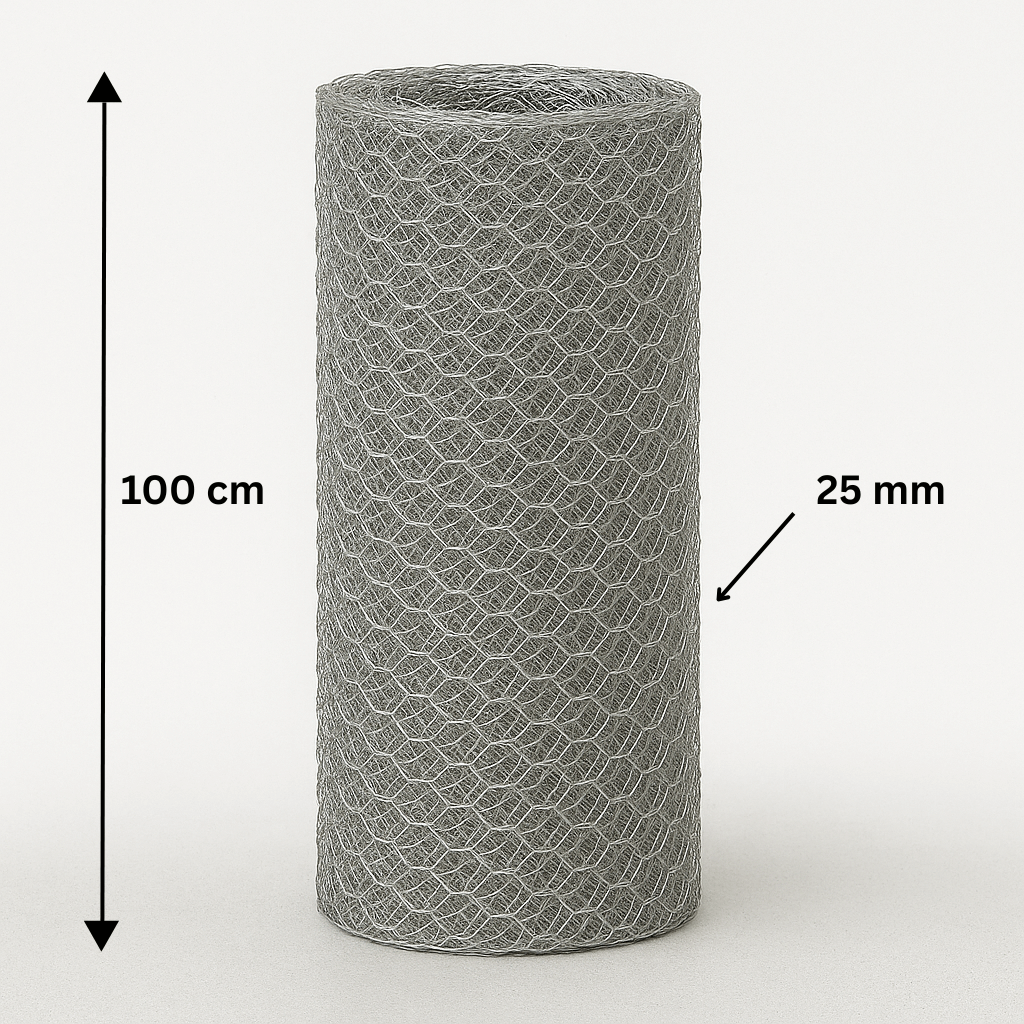 Hexagonal galvanized mesh 25/0.8/1000/25m
