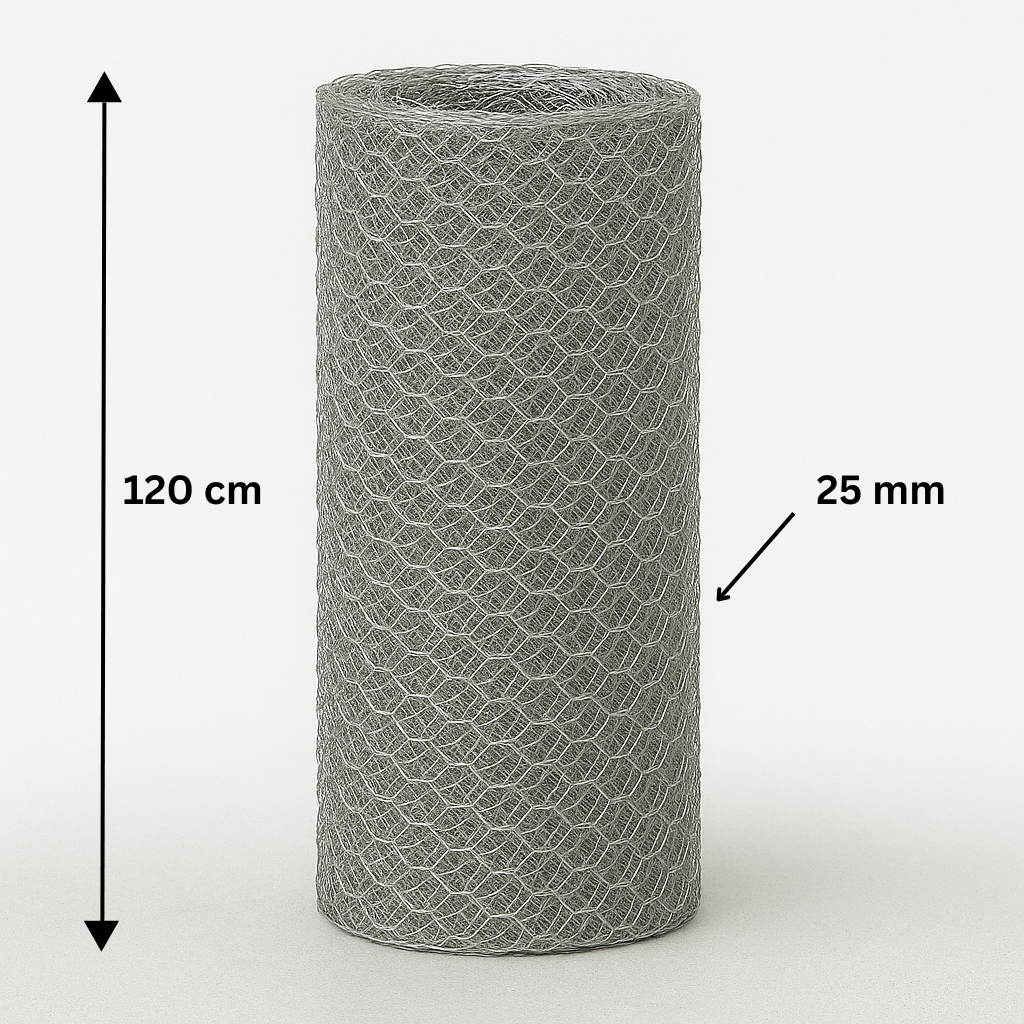 Hexagonal galvanized mesh 25/0.8/1200/25m